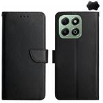 For Honor 200 Smart Global HT02 Genuine Leather Fingerprint-proof Flip Phone Case(Black)