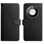 For Honor X9c Smart HT02 Genuine Leather Fingerprint-proof Flip Phone Case(Black)