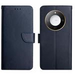 For Honor X9c Smart HT02 Genuine Leather Fingerprint-proof Flip Phone Case(Blue)