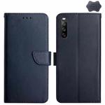 For Sony Xperia 10 VI Genuine Leather Fingerprint-proof Horizontal Flip Phone Case(Blue)