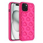 For iPhone 15 3D Cloud Pattern TPU Phone Case(Rose Red)