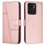 For Motorola Edge 40 Stitching Calf Texture Buckle Leather Phone Case(Rose Gold)