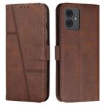 For Motorola Moto G14 Stitching Calf Texture Buckle Leather Phone Case(Brown)