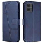 For Motorola Moto G14 Stitching Calf Texture Buckle Leather Phone Case(Blue)