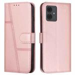 For Motorola Moto G14 Stitching Calf Texture Buckle Leather Phone Case(Rose Gold)