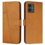 For Motorola Moto G14 Stitching Calf Texture Buckle Leather Phone Case(Yellow)