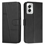 For Motorola Moto G Power 2024 Stitching Calf Texture Buckle Leather Phone Case(Black)