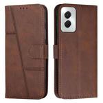 For Motorola Moto G Power 2024 Stitching Calf Texture Buckle Leather Phone Case(Brown)