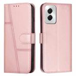 For Motorola Moto G Power 2024 Stitching Calf Texture Buckle Leather Phone Case(Rose Gold)