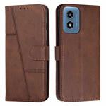 For Motorola Moto G04/G24 Stitching Calf Texture Buckle Leather Phone Case(Brown)