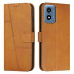 For Motorola Moto G04/G24 Stitching Calf Texture Buckle Leather Phone Case(Yellow)