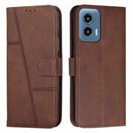 For Motorola Moto G34 5G Stitching Calf Texture Buckle Leather Phone Case(Brown)