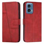 For Motorola Moto G34 5G Stitching Calf Texture Buckle Leather Phone Case(Red)