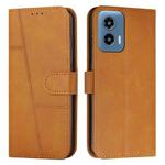For Motorola Moto G34 5G Stitching Calf Texture Buckle Leather Phone Case(Yellow)