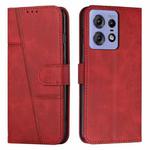 For Motorola Edge 50 Pro Stitching Calf Texture Buckle Leather Phone Case(Red)