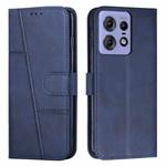 For Motorola Edge 50 Pro Stitching Calf Texture Buckle Leather Phone Case(Blue)