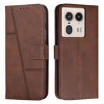 For Motorola Edge 50 Ultra Stitching Calf Texture Buckle Leather Phone Case(Brown)