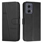 For Motorola Edge 2024 Stitching Calf Texture Buckle Leather Phone Case(Black)