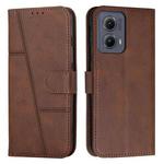 For Motorola Edge 2024 Stitching Calf Texture Buckle Leather Phone Case(Brown)