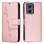 For Motorola Edge 2024 Stitching Calf Texture Buckle Leather Phone Case(Rose Gold)