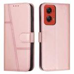 For Motorola Moto G Stylus 5G 2024 Stitching Calf Texture Buckle Leather Phone Case(Rose Gold)