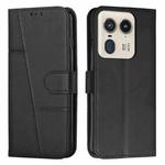 For Motorola Moto X50 Ultra Stitching Calf Texture Buckle Leather Phone Case(Black)