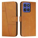 For Motorola Moto G Stylus 5G 2025 Stitching Calf Texture Buckle Leather Phone Case(Yellow)