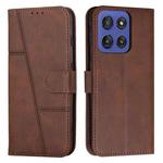 For Motorola Edge 60 Fusion Stitching Calf Texture Buckle Leather Phone Case(Brown)