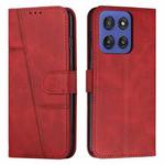 For Motorola Edge 60 Fusion Stitching Calf Texture Buckle Leather Phone Case(Red)