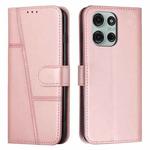 For Motorola Moto G86 5G Stitching Calf Texture Buckle Leather Phone Case(Rose Gold)