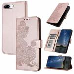 For iPhone 6 Plus / 7 Plus / 8 Plus Datura Flower Embossed Flip Leather Phone Case(Rose Gold)