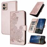 For Motorola Moto G32 Datura Flower Embossed Flip Leather Phone Case(Rose Gold)