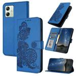 For Motorola Moto G54 Global Datura Flower Embossed Flip Leather Phone Case(Blue)