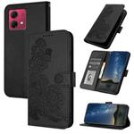 For Motorola Moto G84 5G Datura Flower Embossed Flip Leather Phone Case(Black)