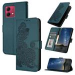 For Motorola Moto G84 5G Datura Flower Embossed Flip Leather Phone Case(Dark Green)
