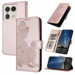 For Motorola Moto X50 Ultra Datura Flower Embossed Flip Leather Phone Case(Rose Gold)