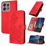 For Motorola Edge 50 Pro Datura Flower Embossed Flip Leather Phone Case(Red)