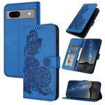 For Google Pixel 7a Datura Flower Embossed Flip Leather Phone Case(Blue)