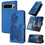For Google Pixel 8 Pro Datura Flower Embossed Flip Leather Phone Case(Blue)