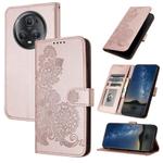 For Honor Magic5 Pro Datura Flower Embossed Flip Leather Phone Case(Rose Gold)