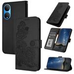 For Honor X7 / Play 30 Plus Datura Flower Embossed Flip Leather Phone Case(Black)