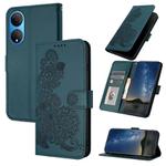 For Honor X7 / Play 30 Plus Datura Flower Embossed Flip Leather Phone Case(Dark Green)