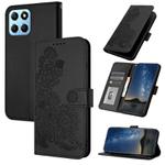 For Honor X8 5G Datura Flower Embossed Flip Leather Phone Case(Black)