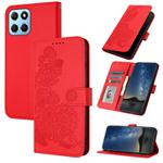 For Honor X8 5G Datura Flower Embossed Flip Leather Phone Case(Red)