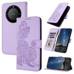 For Honor X40 / Magic5 Lite / X9A 5G Datura Flower Embossed Flip Leather Phone Case(Purple)