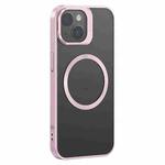 For iPhone 15 USAMS Grid Shadow Series MagSafe Phone Case(Light Pink)