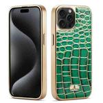 For iPhone 15 Pro Max Fierre Shann Crocodile Texture Electroplating PU Phone Case(Green)