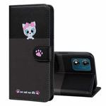 For Motorola Moto E13 Cute Pet Series Color Block Buckle Leather Phone Case(Dark Grey)