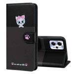 For Motorola Moto G13 Cute Pet Series Color Block Buckle Leather Phone Case(Dark Grey)