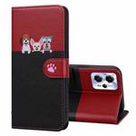 For Motorola Moto G13 Cute Pet Series Color Block Buckle Leather Phone Case(Black)
